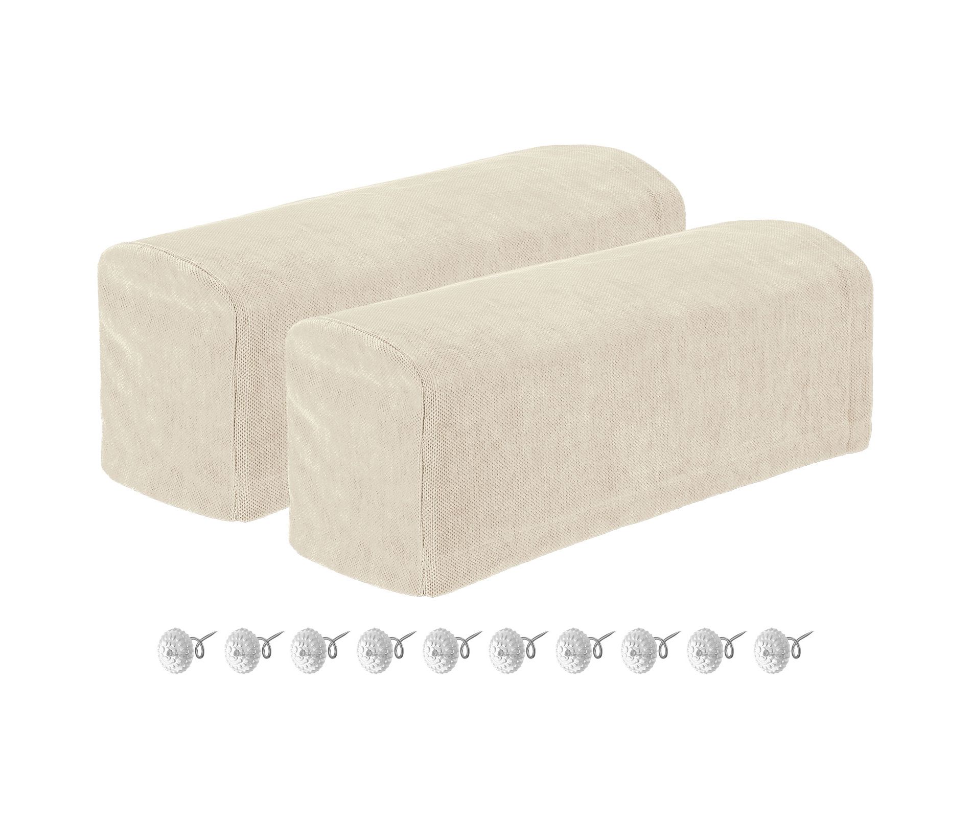 Unique Bargains Chenille Non Slip Scratch Resistant Soft Armchair Slipcovers with Twist Pins Cream 2 Pcs