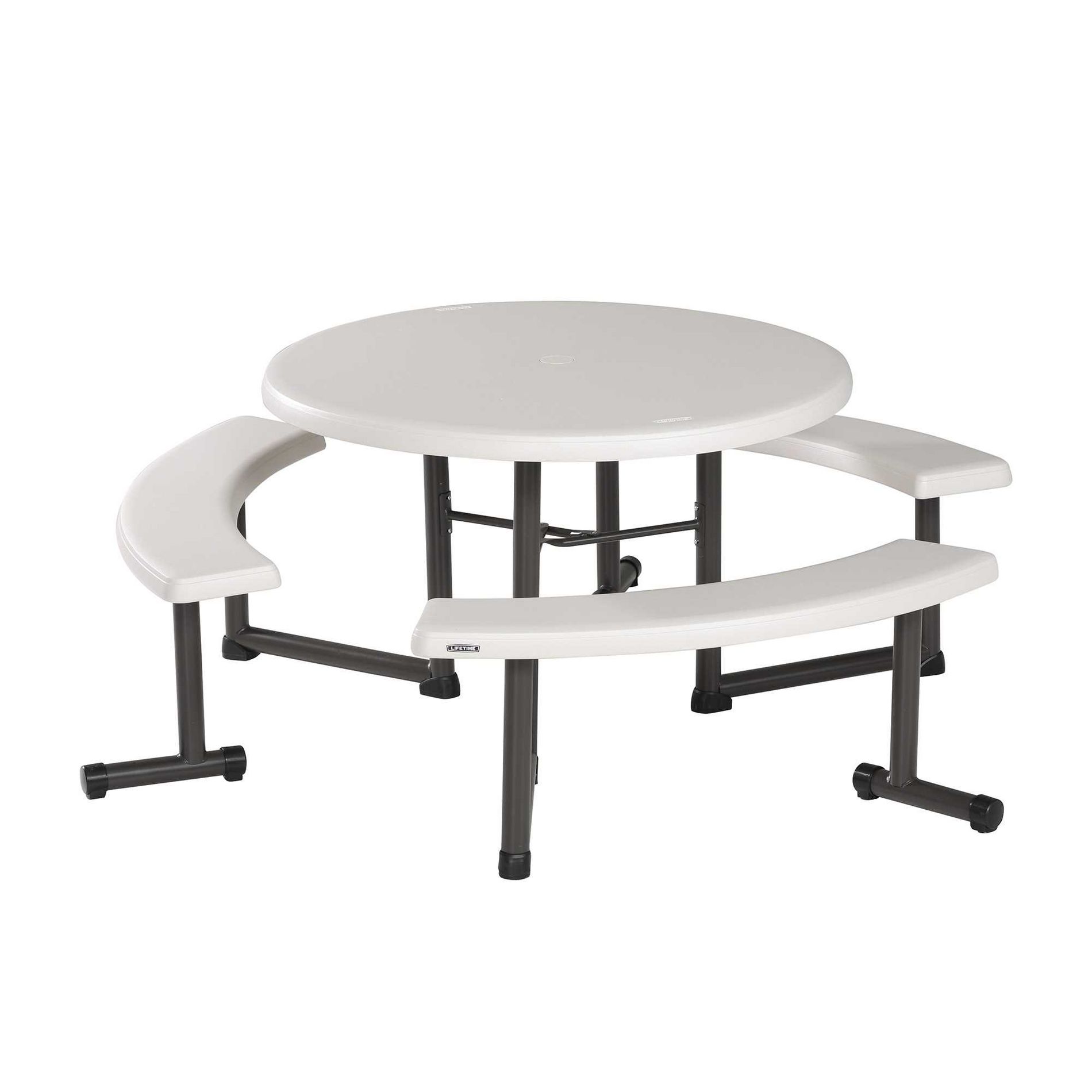 Lifetime 44" Round High-Density Polyethylene Picnic Table, Almond (260205)