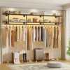 Aheaplus 2 Tiers Heavy Duty Pipe Clothing Shelves with Hanging Rod, 47-73in Space-Saving Wall Mounted Clothing Rack with Top Shelf - 2 of 4