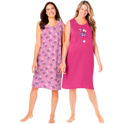 Dreams & Co. Women's Plus Size 2-Pack Sleeveless Sleepshirt