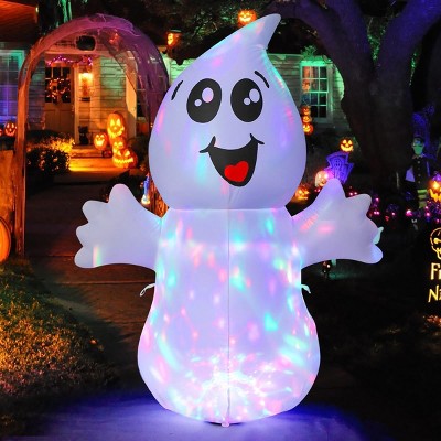 Paaaawaters 5 FT Halloween Inflatable Ghost Outdoor Decoration with Magic Light, Blow Up Yard Decoration with Built-in LEDs