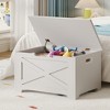 39.4in / 23.6in Storage Chest, Wooden Storage Bench With 2 Safety Hinges, Easy Assembly, Large Toy Chest for Entryway, Living Room, Bedroom - 2 of 4