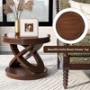 KWPZQEB Wooden Side Table, Retro Round End Table with X-shape Base, Nightstand for Small Spaces, Living Room, Bedroom - 3 of 4