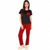 Anna-Kaci Lounge Women's Holiday Plaid Pajama Set with Short Sleeve Tie-Front Top and Elastic Waist Pants- Red,Small - 2 of 4