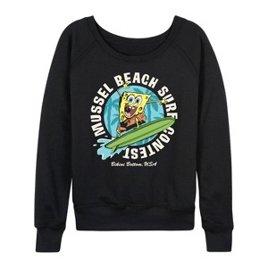 Women's - SpongeBob SquarePants - Mussel Beach Lightweight French Terry Wide Neck Long Sleeve Shirt - 1 of 4