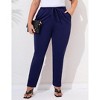 Clearlove Plus Size Women's Solid Color Tie Waist Tummy Control Slim Leg Pants Stretch Comfort Work Pants - 2 of 4