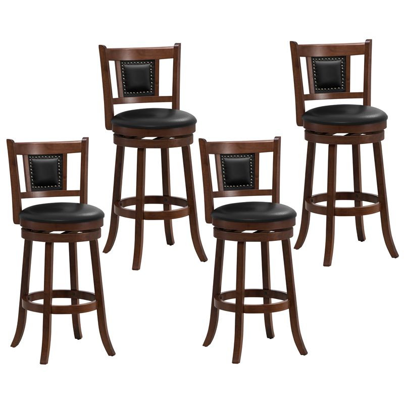 Tangkula 25.5” Upholstered Bar Stools Set of 2/4 360° Swivel Round Counter/Bar Height Stools w/Curved Backrest & Footrest, 1 of 8