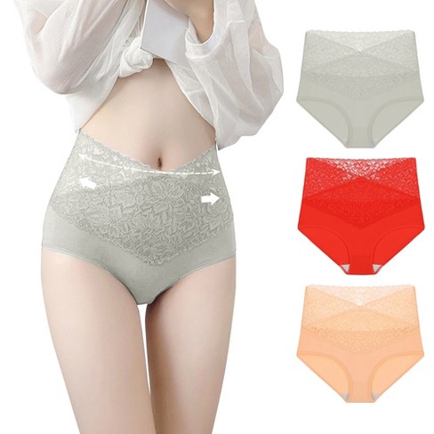 Red Rose Tummy Corese Women's Solid Mid Waist Hipster Panty with Contr