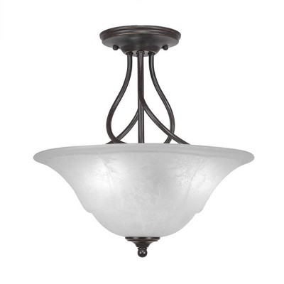 Toltec Lighting Capri 3 - Light Flush Mount in  Dark Granite with 16" White Marble  Shade