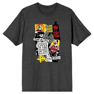 Batman V Superman Dawn Of Justice Collage Art Men's Heather Gray Graphic T-Shirt - 1 of 1