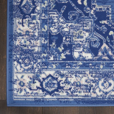 Navy Floral Essence 8' x 10' Easy-Care Synthetic Rectangular Rug