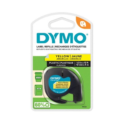 DYMO LetraTag Label Tape Cassette Black on Yellow Plastic