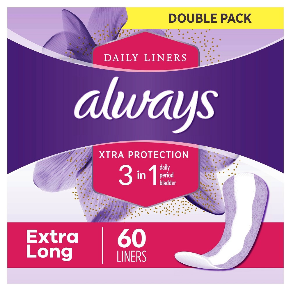 Always 3-in-1 Liners, Extra Long Length Extra Long