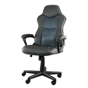 Elama High Back Faux Leather Adjustable Office Chair in Charcoal Grey - 1 of 4