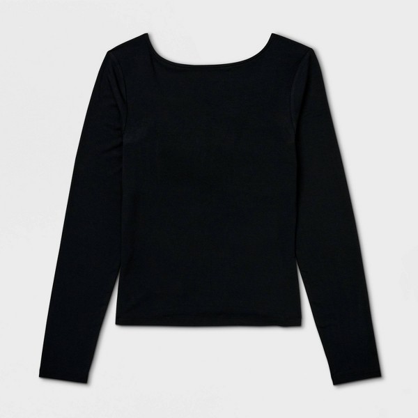 Top de manga larga con escote barco, cuello cowl y espalda abierta en jersey moderno para mujer - A New Day™ 4