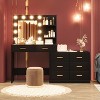 Bedroom Dresser with Mirror and Lamp, 3 Lighting Modes, Adjustable Brightness Dresser Organiser with 8 Large Storage Drawers/2 Open Shelves, Black - 3 of 4