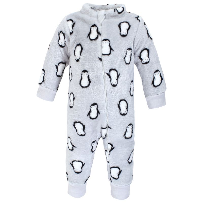 Hudson Baby Unisex Toddler Plush Jumpsuits, Gray Penguin, 3 of 5