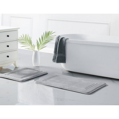 Light Gray Antimicrobial Memory Foam Bath Rug Set