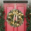 18/24 Inch Luxury Golden Christmas Wreath with Metallic Ornaments, Mesh Leaves, Pinecones & Bow - 2 of 4