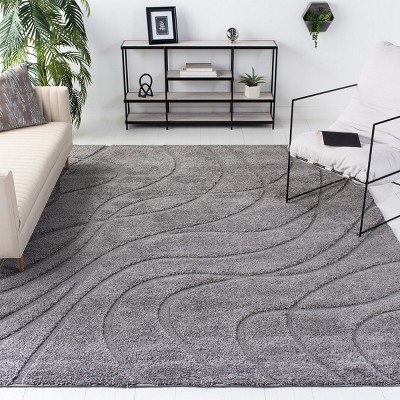 Gray 8' x 10' Handmade Tufted Abstract Shag Rug