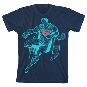 Superman Wire Frame Superhero Boy's Navy T-shirt - 1 of 1