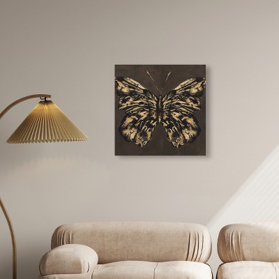 Golden Butterfly Elegant Canvas Wall Art, 24" x 24"