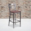 Emma and Oliver 2 Pack Clear Coated "X" Back Metal Restaurant Barstool - 2 of 4