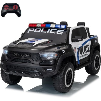 12V Kids Ride On Police Car with Remote Control, Electric Pickup Truck for Toddlers, 3 Speeds, Spring Suspension, LED Lights