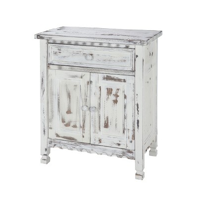 Country Cottage Accent Cabinet White Antique Finish