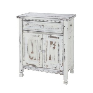Country Cottage Accent Cabinet White Antique Finish - 1 of 4