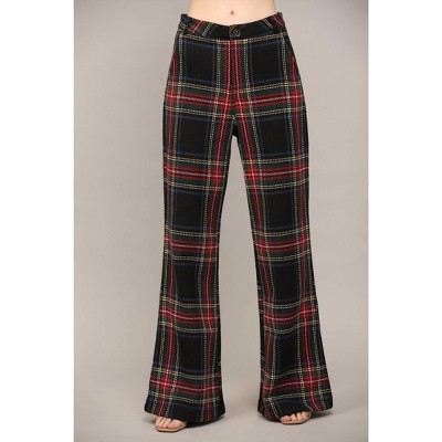 Women's Tartan Plaid Wide Leg Pants - Fate