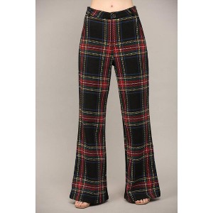 Women's Tartan Plaid Wide Leg Pants - Fate - 1 of 4