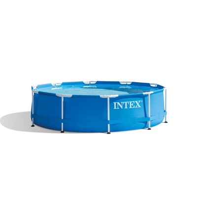 Intex 28200EH 10 Foot x 30 Inch Outdoor Metal Frame Above Ground Round Swimming Pool that Fits Up to 4 People with Easy Set-Up (Pump Not Included)