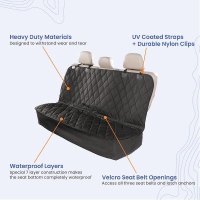 Black Quilted Waterproof Dog Car Seat Cover, 54" Wide