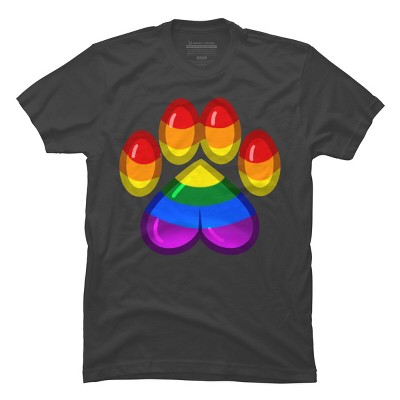 Adult Design By Humans Rainbow Pride Heart Pawprint By leashonlife T-Shirt