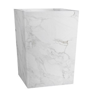 Marble Patterned Bathroom Wastebasket - Nu Steel - 1 of 4