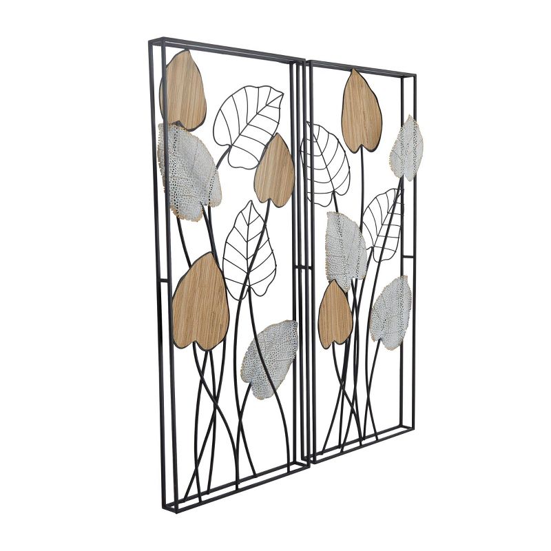 Set of 2 Metal Leaf Wall Decors with Black Frame Black - Olivia &#38; May, 5 of 7