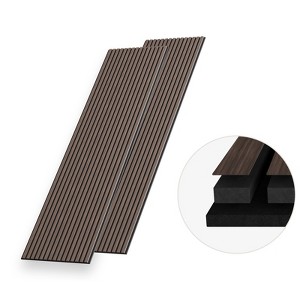 SMARTSTANDARD 94.1 in. x 23.62 in. x 0.9 in. Slat Wood Acoustic Sound Absorbing 3D Decorative Wall Paneling, 2-Pack - 1 of 4