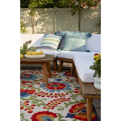Aloha Multicolor Floral Synthetic 6' x 9' Rectangular Area Rug