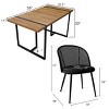 5-Piece Dining Table Set with 4 Rattan Back Chairs, Modern Rectangle Kitchen Table and Upholstered Dining Chairs-Maison Boucle - 3 of 4