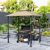 Outsunny 8' x 5' Grill Gazebo, Double Tiered Outdoor BBQ Gazebo with LED Light, 2 Side Shelves, Hooks and Bottle Opener for Patio Yard - 3 of 4