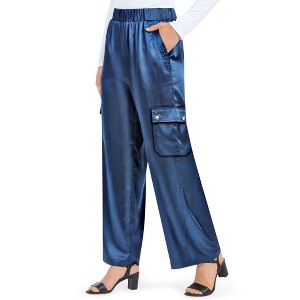 Collections Etc Satin Double Cargo Pants - 1 of 4