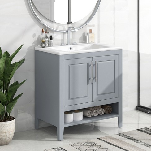 30 Bathroom Vanity With Sink Multi functional Bathroom Cabinet With Doors And Drawers 4m Modernluxe Target