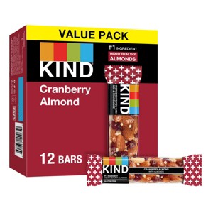 KIND Bars Cranberry Almond Gluten Free Snacks - 12ct - 1 of 4