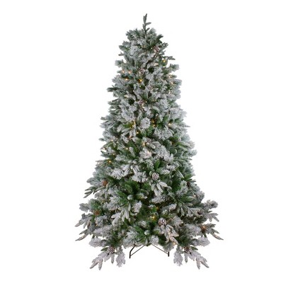 Northlight 7.5' Prelit LED Artificial Christmas Tree Flocked Mixed Colorado Pine - Warm White Lights