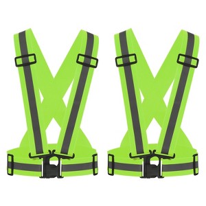Unique Bargains Reflective Vest Adjustable High Visibility Safety Vest for Cycling Running Walking 2Pcs - 1 of 4