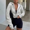 Clearlove Women Fleece Full Zip Up Cropped Hoodie Sweatshirt  Long Sleeve Drawstring Hooded Crop Jacket Top with Pockets - 2 of 4