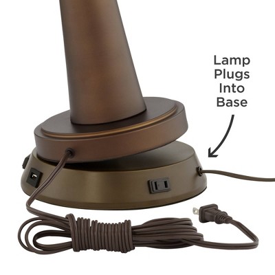 Bronze Industrial Table Lamp with USB and AC Power Outlet