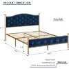 Full Bed Frame with Headboard, Velvet Upholstered, Heavy Duty Mattress Foundation, Wood Slats, No Box Spring, Easy Assembly, Gold and Blue - 2 of 4