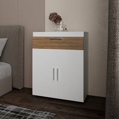 Vynxaria Modern Shoe Rack, Living Room, White/Macadamia
